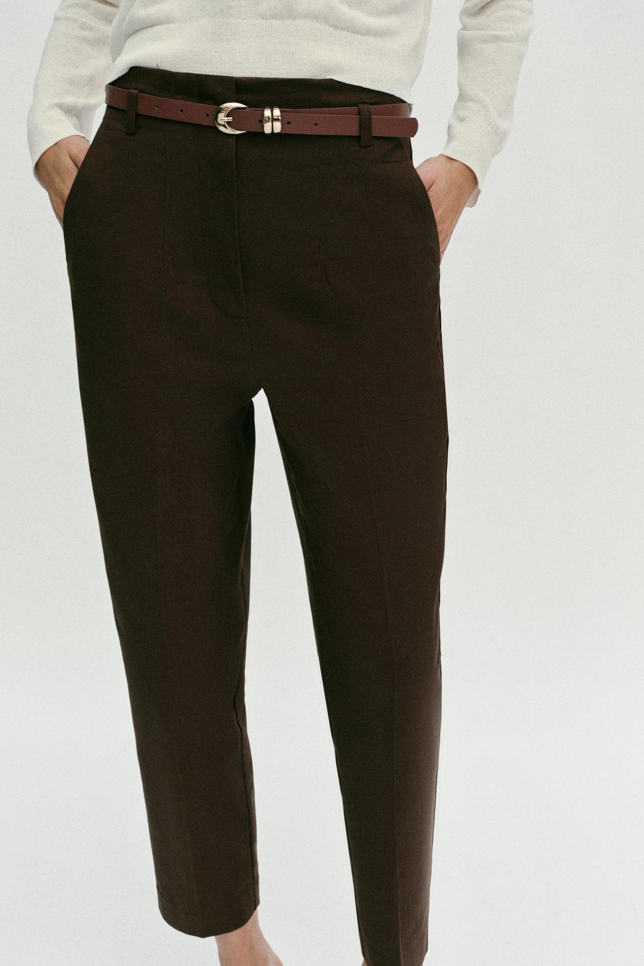 HIGH-WAISTED BELTED PANTS